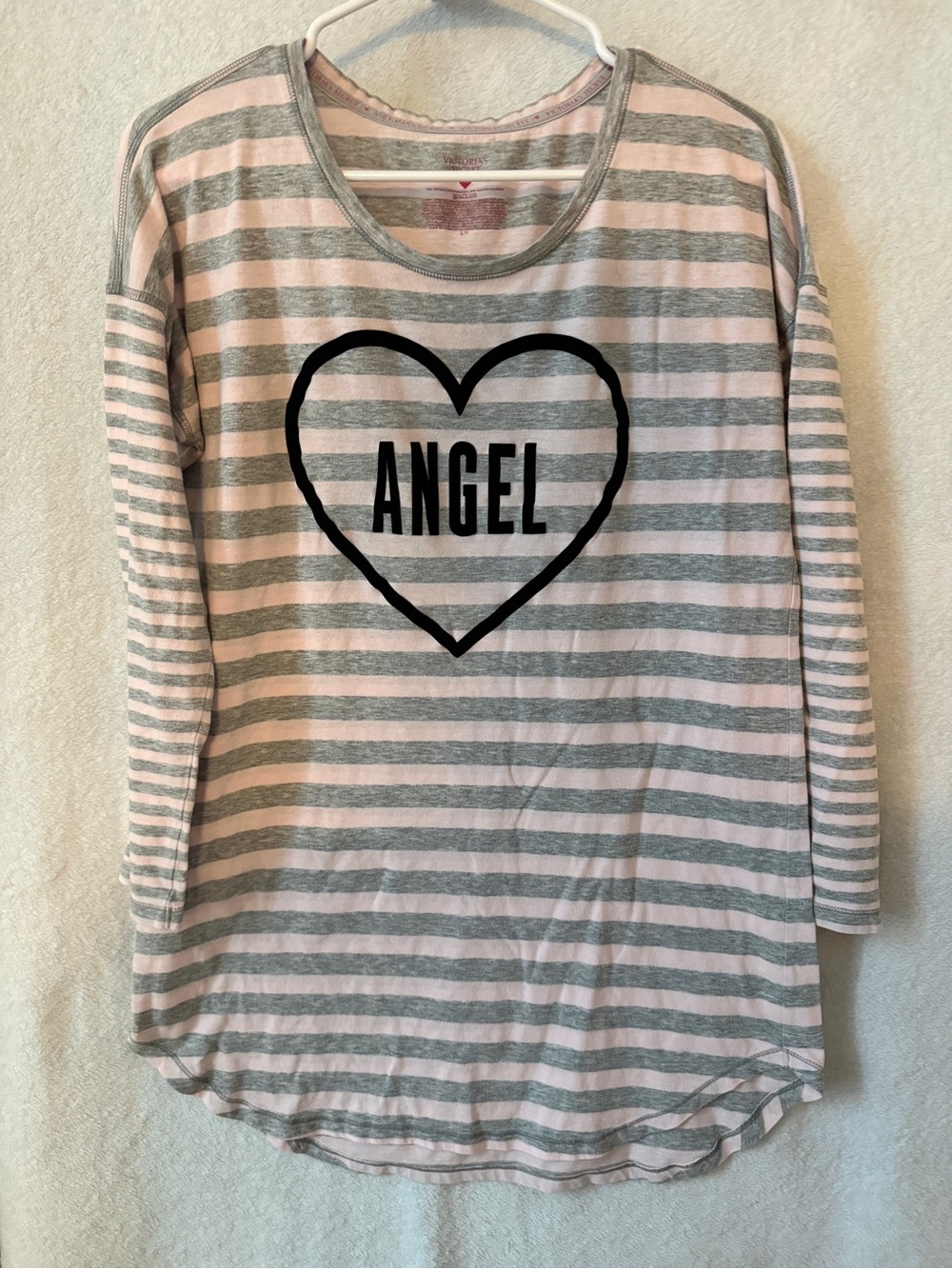 Victoria's Secret Kids Pink & Gray Striped 'Angel' Long Sleeve Tee